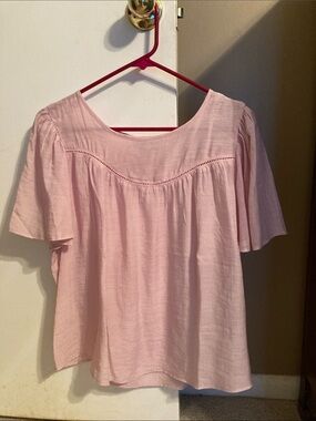 Nanette Lepore Soft Pink Flutter Sleeve Peasant Top